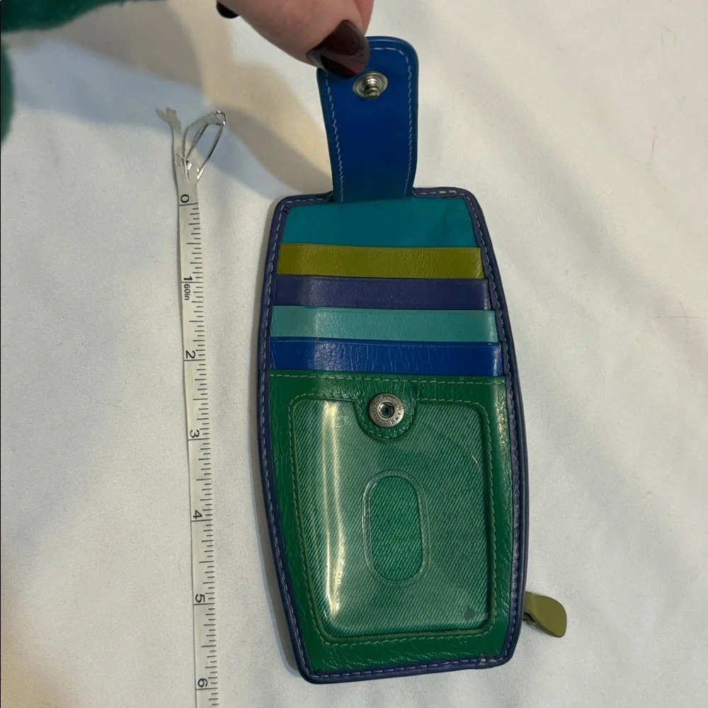 Vintage Genuine Leather Colorful Multi Color Block Funky Card Holder Wallet - Picture 5 of 10